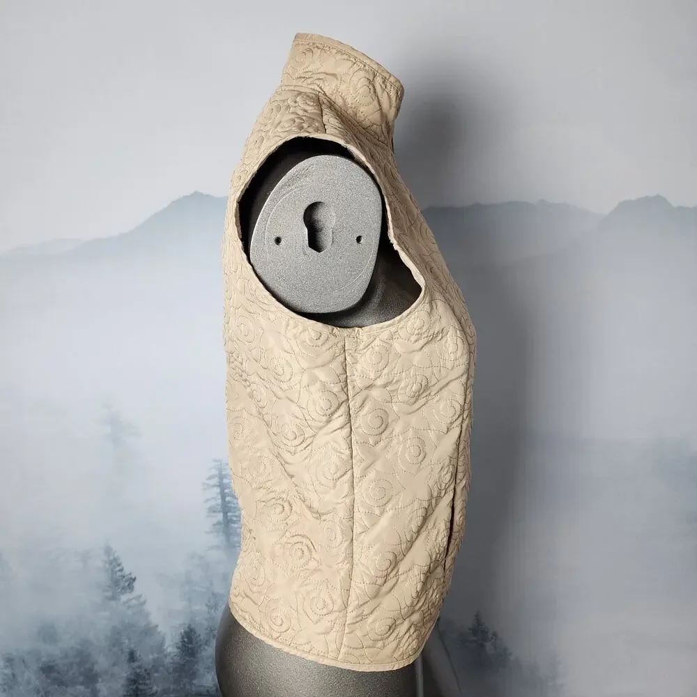 Orvis Floral / Swirl Stitched Fleece Lined Vest | Women's Small